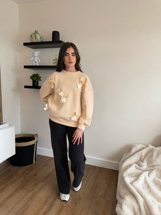 LIVI BOW SWEATSHIRT - beige